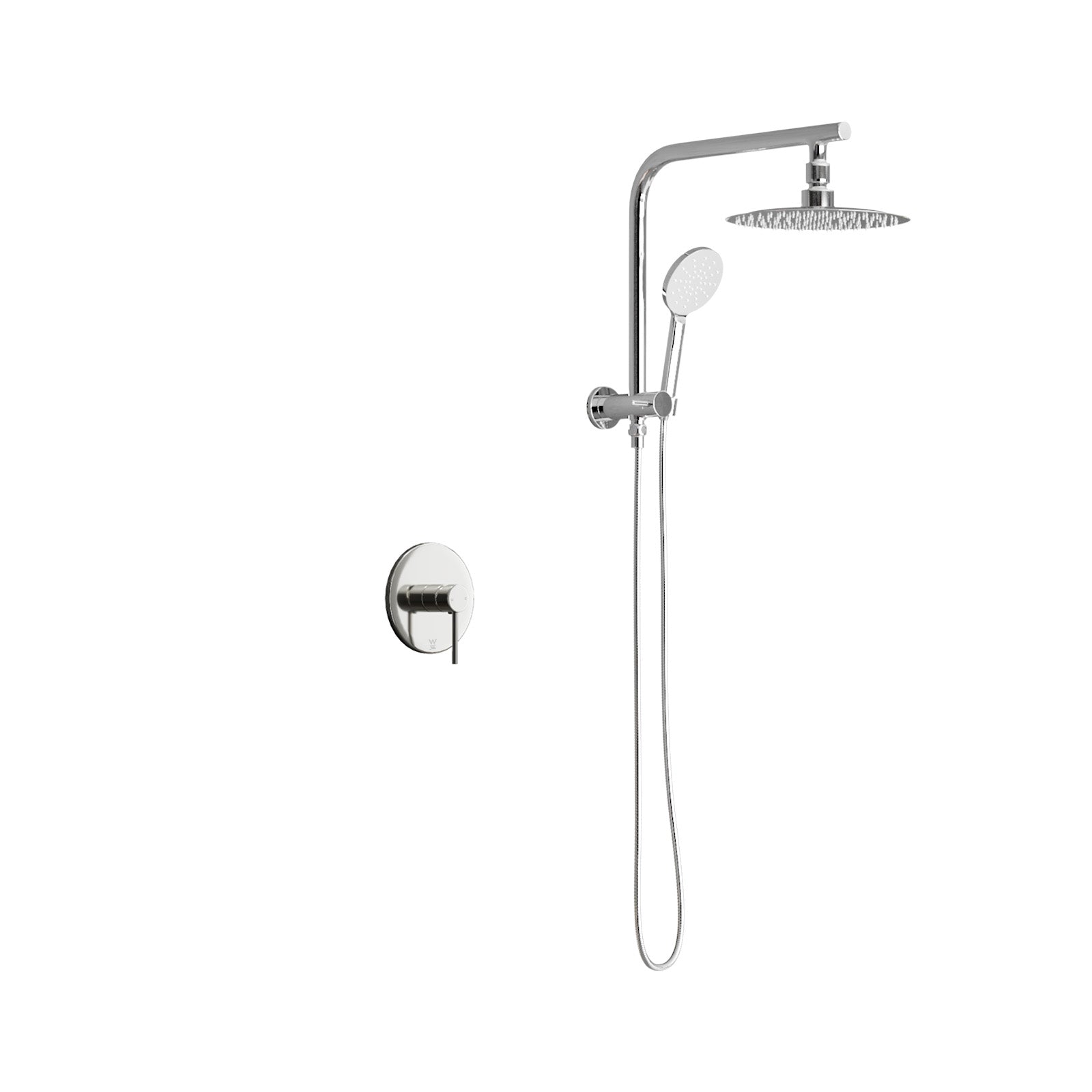 Welba 10" Rain Shower Head Set With Mixer Round 3-Mode Handheld Shower Chrome - Sunyee