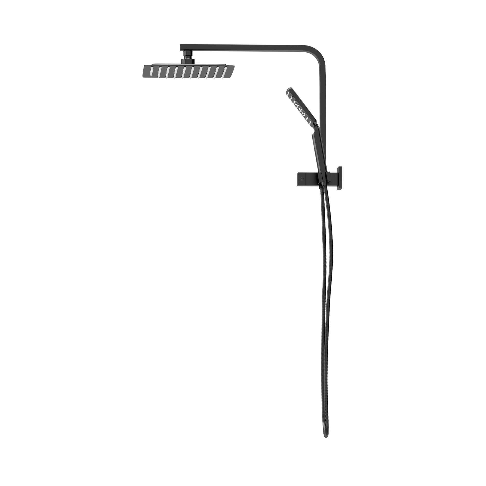 Welba 10" Rain Shower Head Set With Mixer Square 3-Mode Handheld Shower Black - Sunyee
