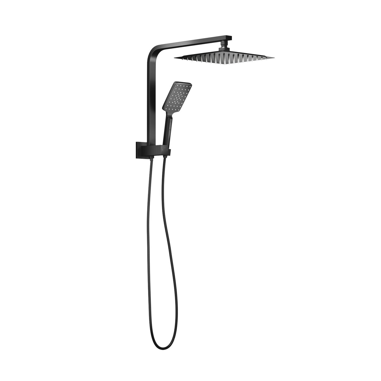 Welba 10" Rain Shower Head Set Square 3-Mode Handheld Shower Gooseneck Black - Sunyee