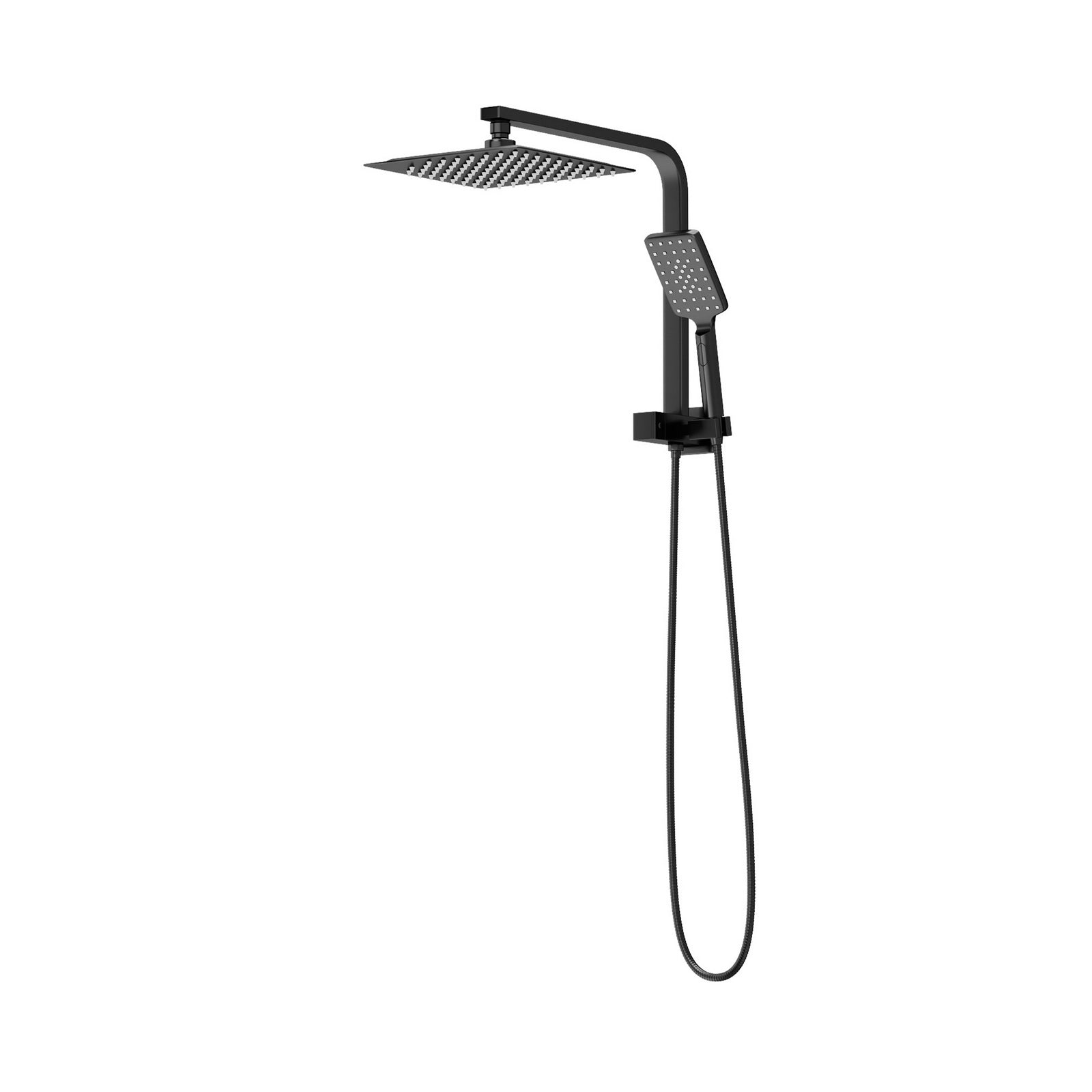 Welba 10" Rain Shower Head Set Square 3-Mode Handheld Shower Gooseneck Black - Sunyee
