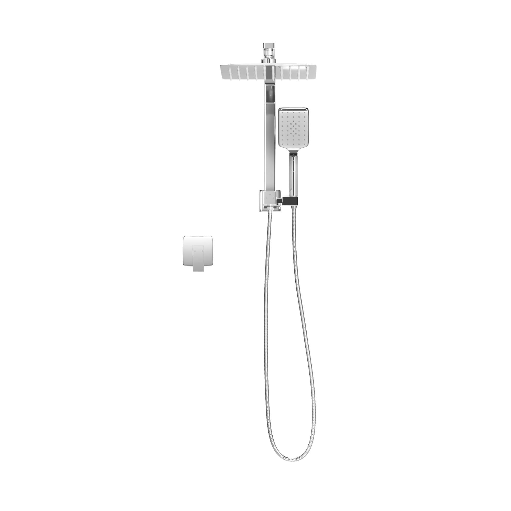 Welba 10" Rain Shower Head Set With Mixer Square 3-Mode Handheld Shower Chrome - Sunyee