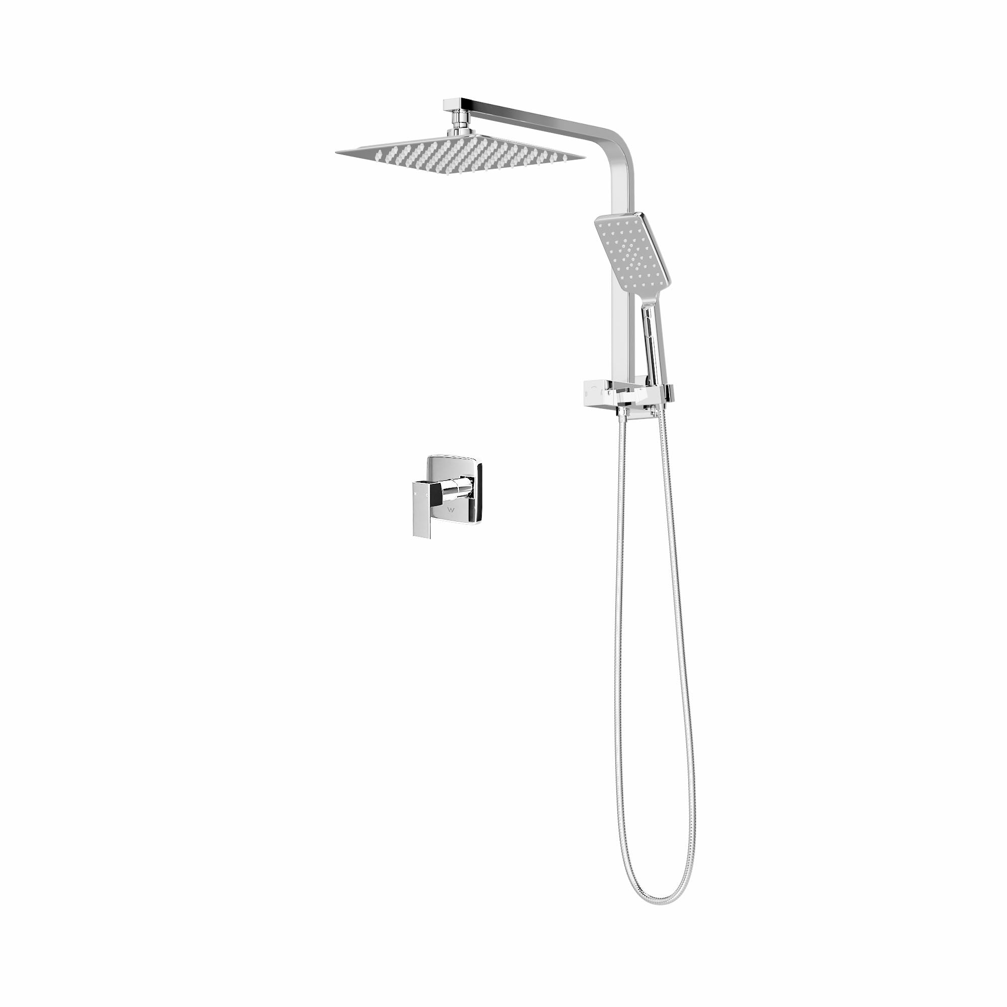 Welba 10" Rain Shower Head Set With Mixer Square 3-Mode Handheld Shower Chrome - Sunyee