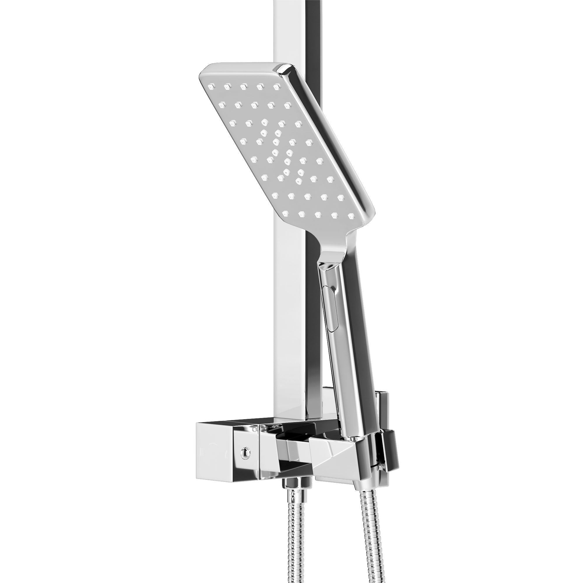 Welba 10" Rain Shower Head Set With Mixer Square 3-Mode Handheld Shower Chrome - Sunyee