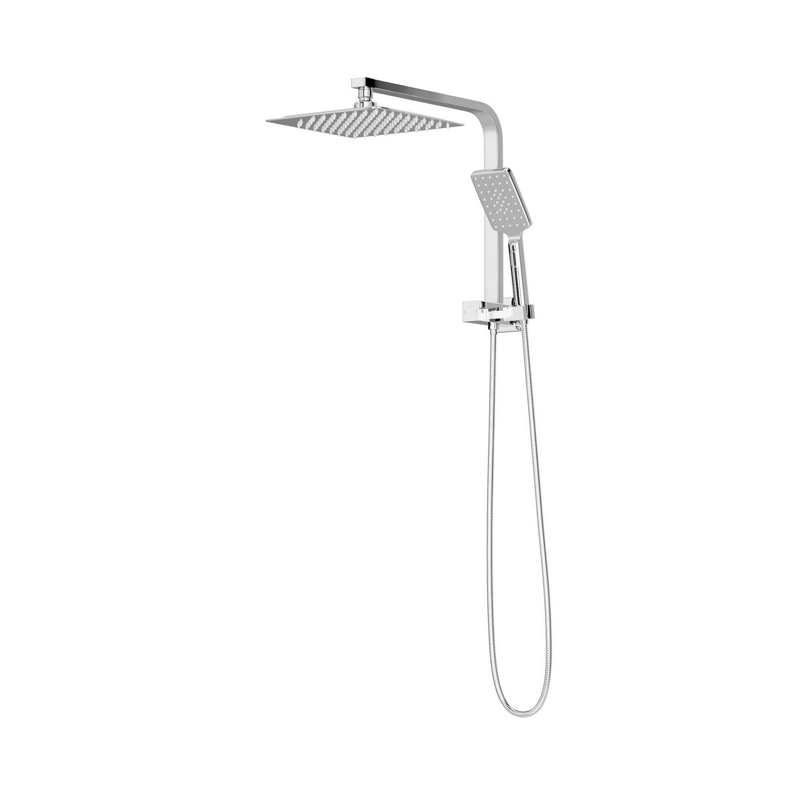 Welba 10" Rain Shower Head Set Square 3-Mode Handheld Shower Gooseneck Chrome - Sunyee