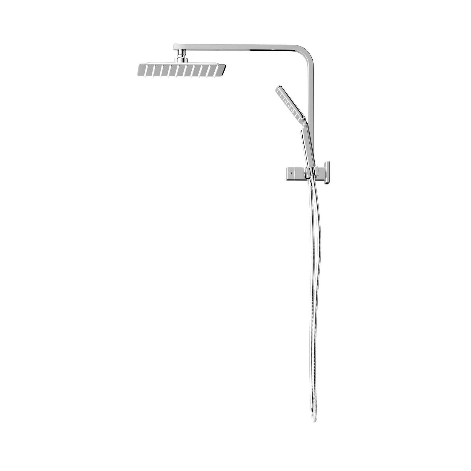 Welba 10" Rain Shower Head Set Square 3-Mode Handheld Shower Gooseneck Chrome - Sunyee