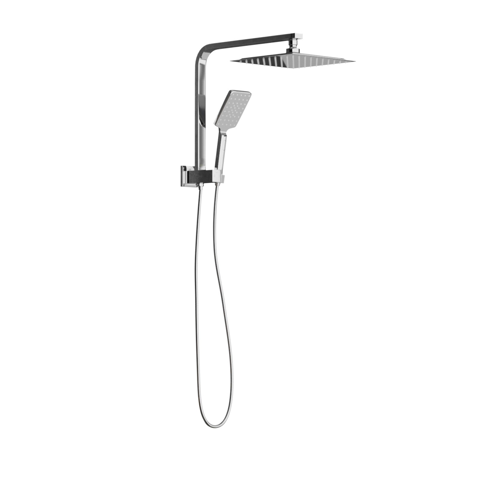 Welba 10" Rain Shower Head Set Square 3-Mode Handheld Shower Gooseneck Chrome - Sunyee