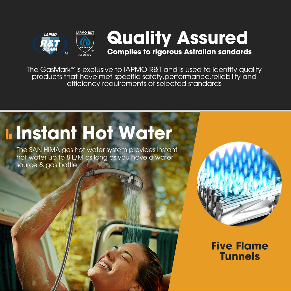 San Hima Shower Awning Tent Instant Fold-Out Ensuite + 8L Gas Hot Water Heater - Sunyee