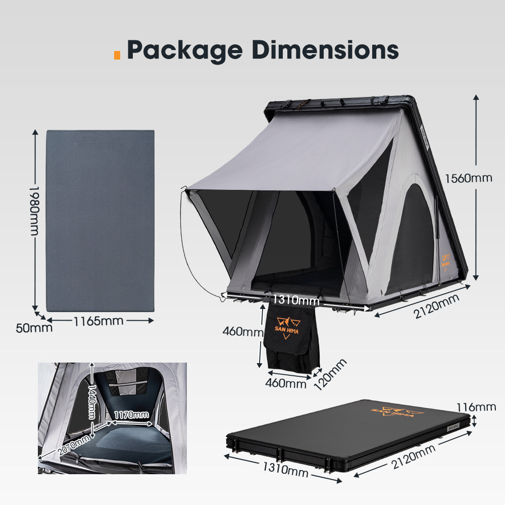 San Hima Kalbarri Lite Roof Top Tent Hardshell With Ladder Waterproof Camping - Sunyee