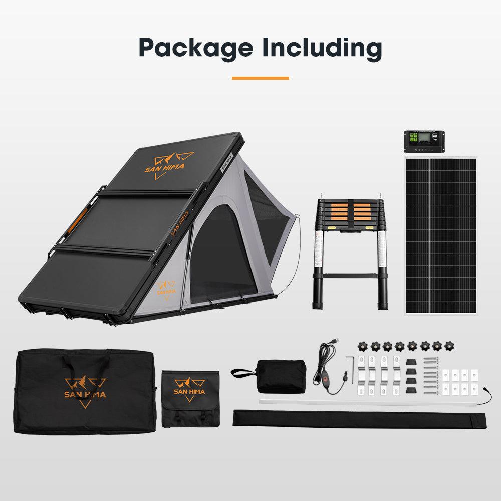 San Hima Kalbarri Roof Top Tent Hardshell With Roof Rack + 200W Solar Panel - Sunyee