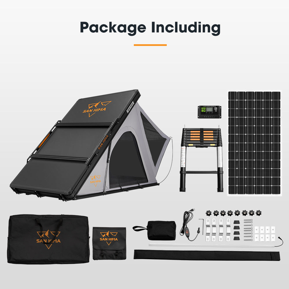 San Hima Kalbarri Roof Top Tent Hardshell With Roof Rack + 250W Solar Panel - Sunyee