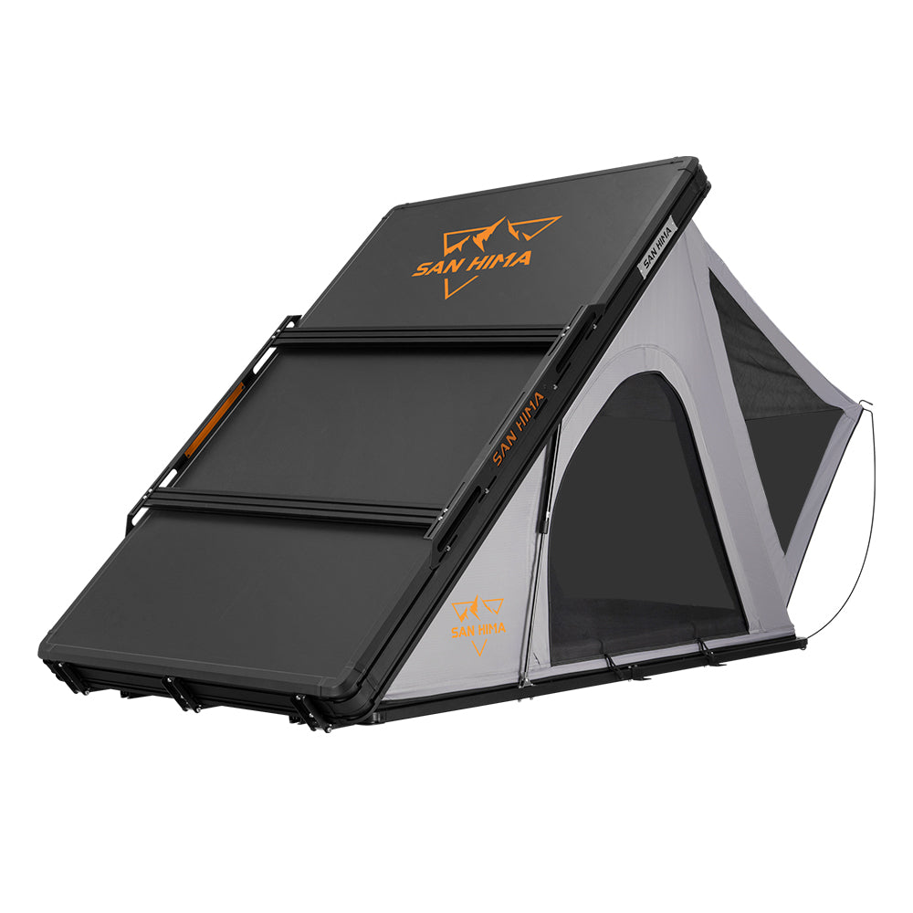San Hima Kalbarri Lite Rooftop Tent Hardshell With Ladder Camping Grey+Roof Rack - Sunyee