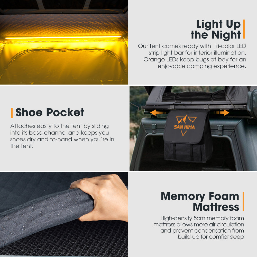 San Hima Kalbarri Lite Rooftop Tent Hardshell With Ladder Camping Grey+Roof Rack - Sunyee