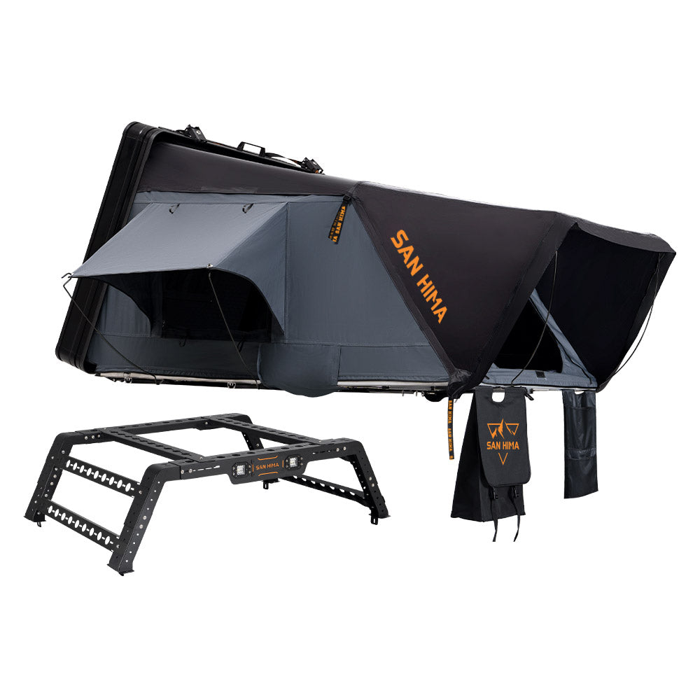San Hima Jervis Pro Roof Top Tent Hardshell Side Opening + Universal Ute Tub Rack - Sunyee