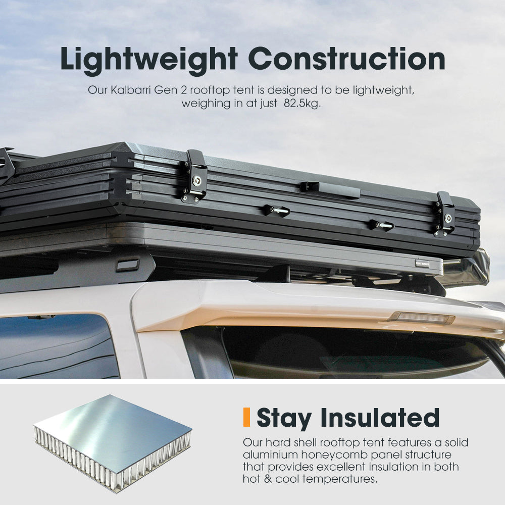 San Hima Kalbarri Gen 2 Roof Top Tent Hardshell Khaki + 120W Solar Panel - Sunyee