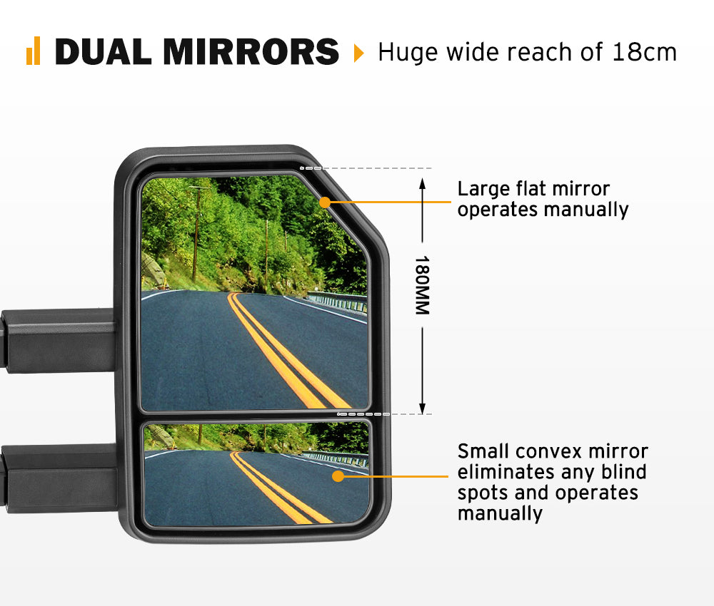 San Hima Extendable Towing Mirrors Gen2 for Toyota LandCruiser 70 75 76 78 79 Series