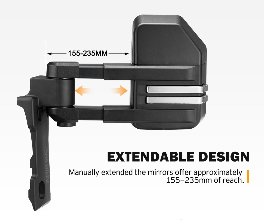 San Hima Extendable Towing Mirrors Gen2 for Toyota LandCruiser 70 75 76 78 79 Series