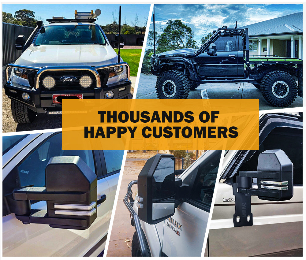 San Hima Extendable Towing Mirrors Gen2 for Toyota LandCruiser 70 75 76 78 79 Series - Sunyee