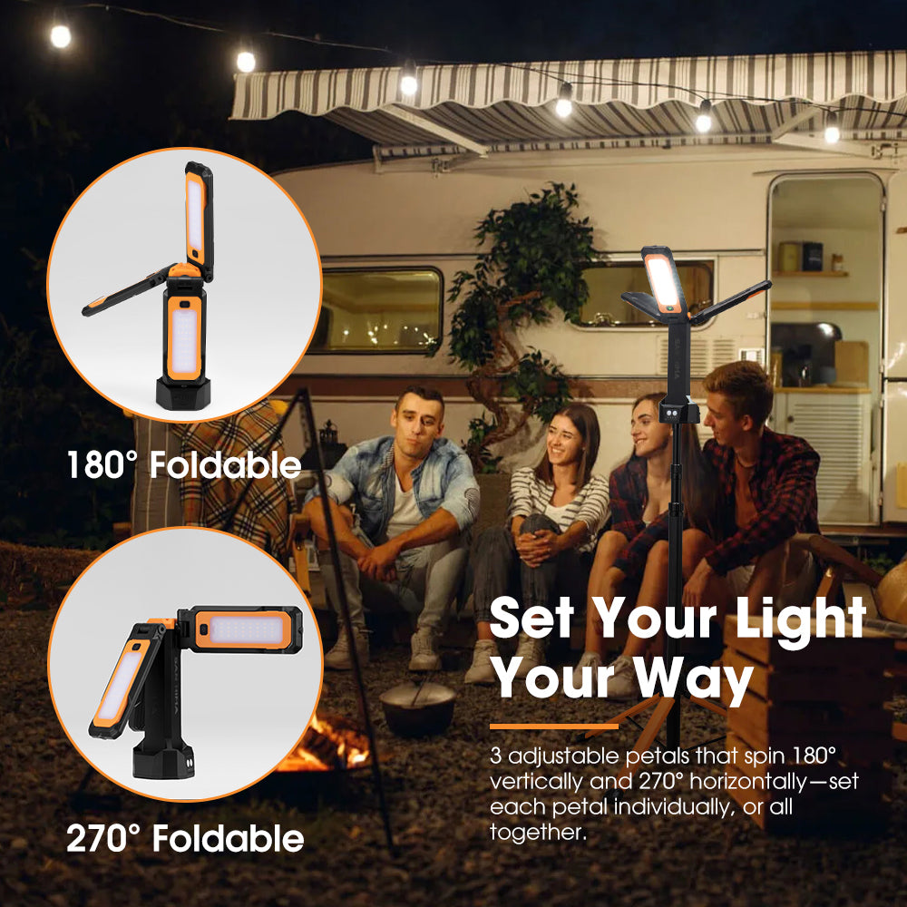 San Hima LED Tripod Light Portable Lithium Telescopic Lamp Camping Rechargeable - Sunyee