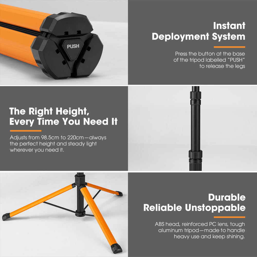 San Hima LED Tripod Light Portable Lithium Telescopic Lamp Camping Rechargeable - Sunyee