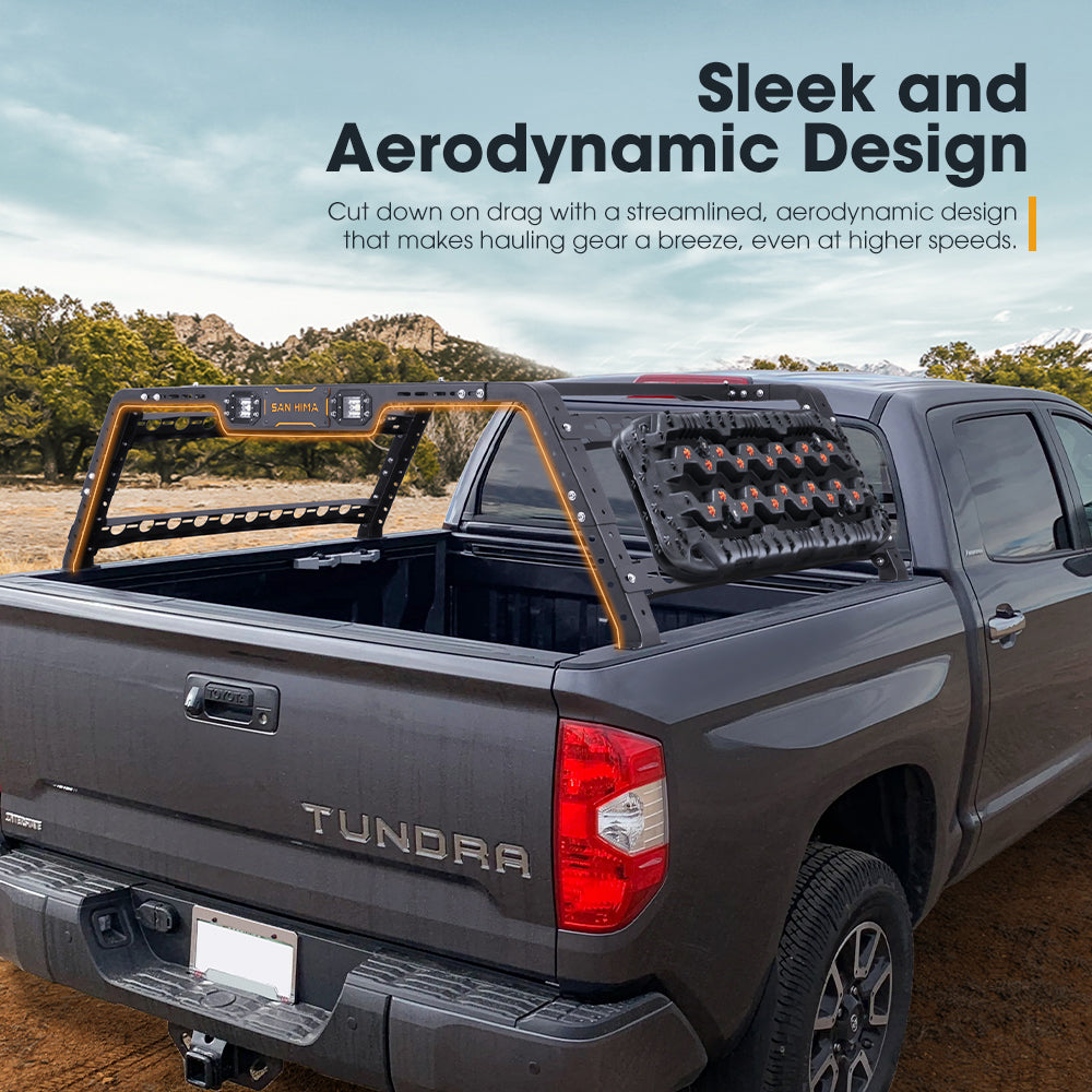 San Hima Universal Ute Tub Rack 3mm Steel + Pair Recovery Tracks 15T Board Black - Sunyee