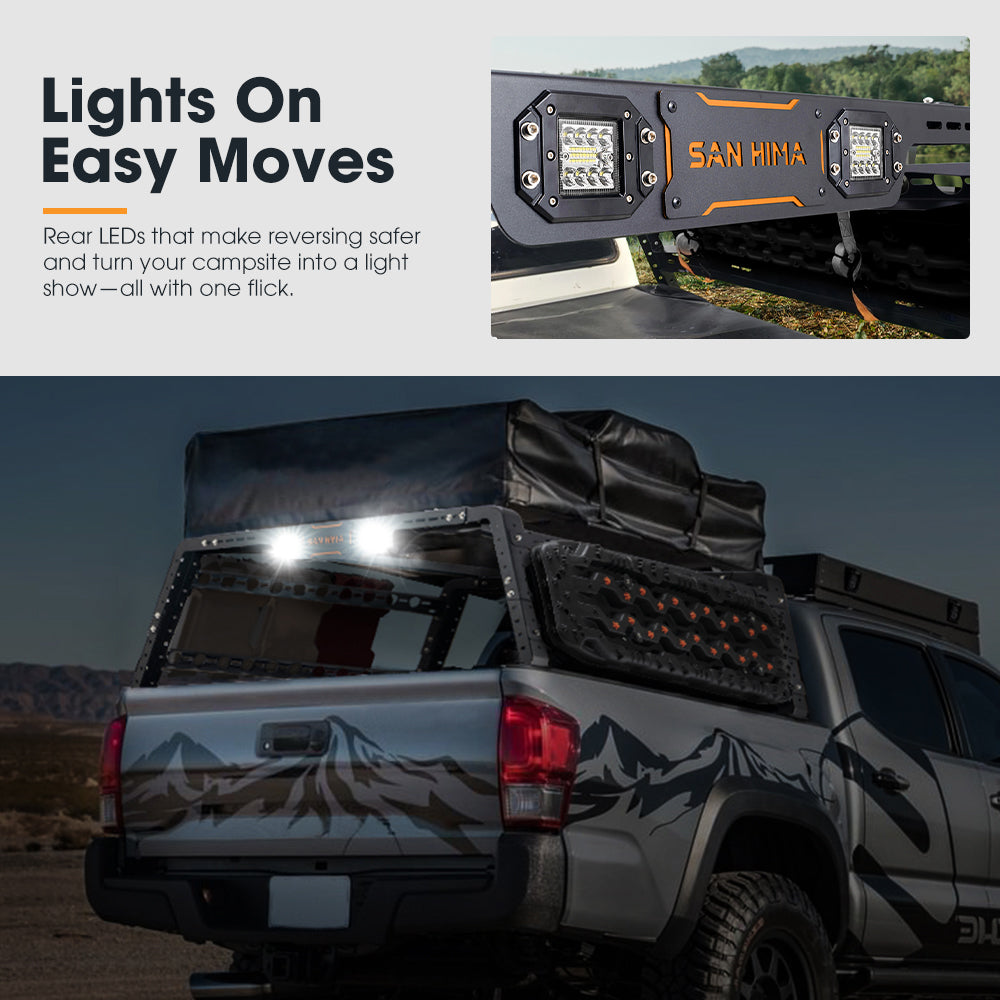 San Hima Universal Ute Tub Rack 3mm Steel + Pair Recovery Tracks 15T Board Black - Sunyee