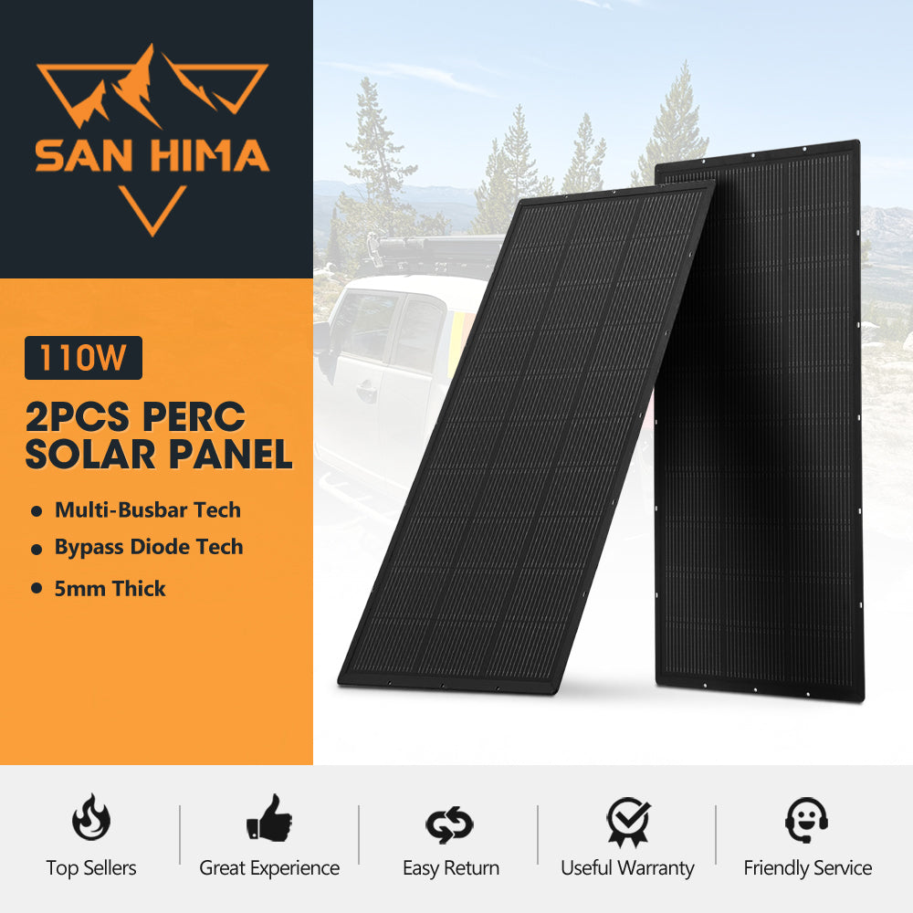 San Hima 2X 110W PERC Solar Panel Kit Mono Multi-busbar Tech Bypass Diode 5MM - Sunyee