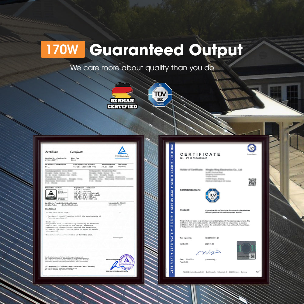 San Hima 170W PERC Solar Panel Kit Mono Multi-busbar Tech Bypass Diode 5MM - Sunyee