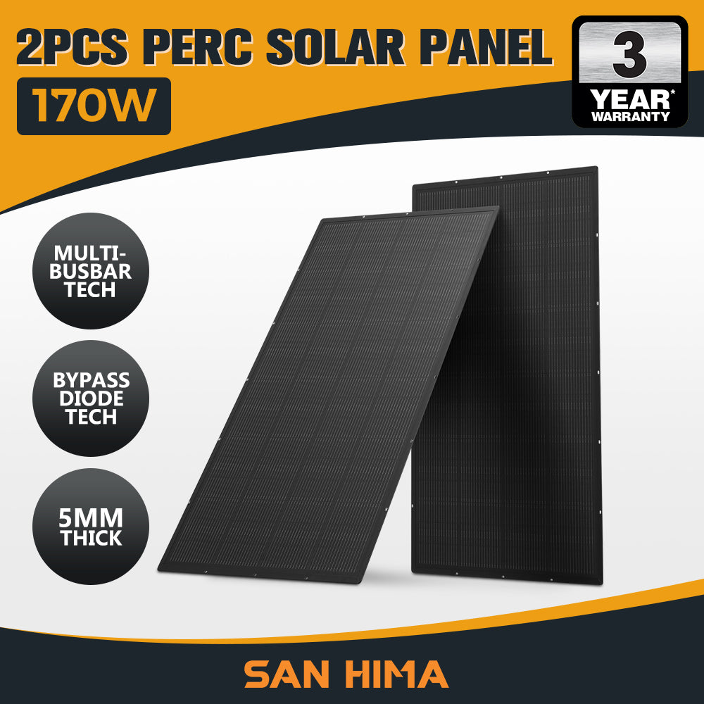 San Hima 110W 170W PERC Solar Panel Kit Mono Multi-busbar Tech Bypass Diode 5MM - Sunyee