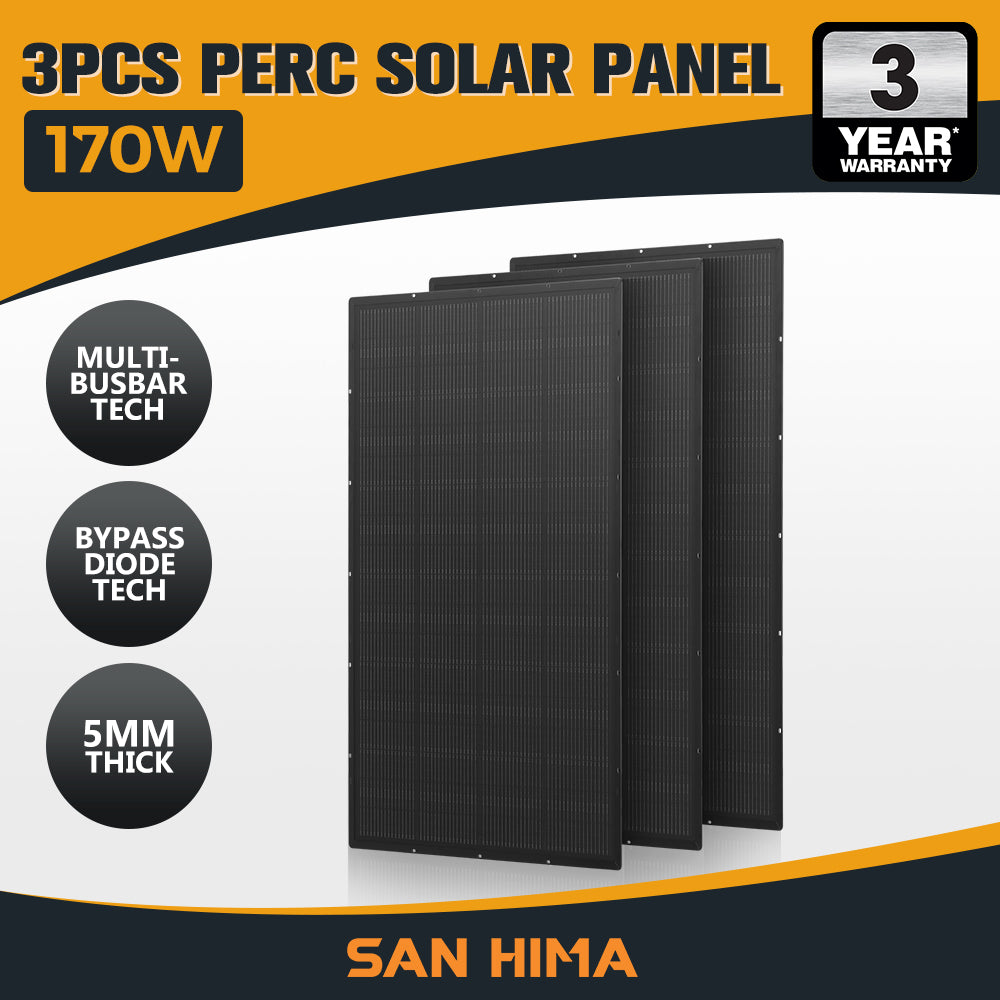 San Hima 110W 170W PERC Solar Panel Kit Mono Multi-busbar Tech Bypass Diode 5MM - Sunyee