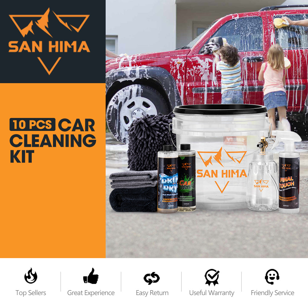 San Hima 10PCS Car Cleaning Kit Interior Exterior Detail Wash Care Polish Bucket - Sunyee