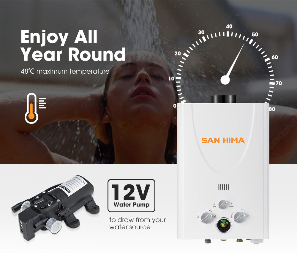 San Hima Portable Gas Hot Water Heater System 8L - Sunyee