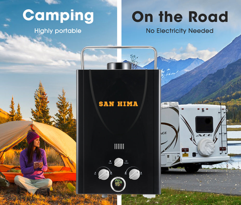 San Hima Portable Gas Hot Water Heater System 8L Caravan Outdoor Camping Shower - Sunyee