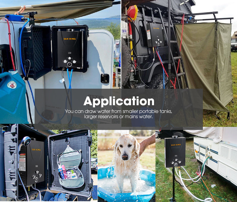 San Hima Portable Gas Hot Water Heater System 8L Caravan Outdoor Camping Shower - Sunyee