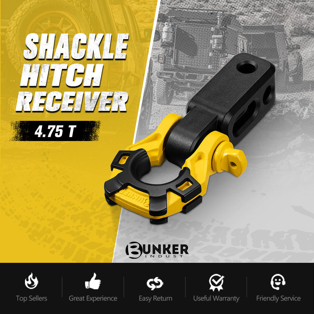 Bunker Indust 2” Recovery Hitch Receiver With 4.75T 3/4” D-Ring Bow Shackle - Sunyee