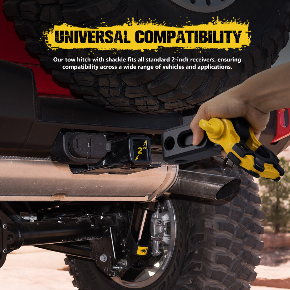 Bunker Indust 2” Recovery Hitch Receiver With 4.75T 3/4” D-Ring Bow Shackle - Sunyee