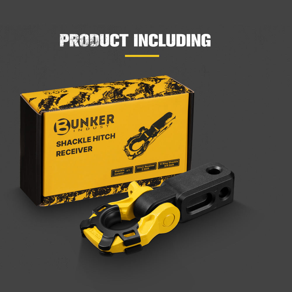 Bunker Indust 2” Recovery Hitch Receiver With 4.75T 3/4” D-Ring Bow Shackle - Sunyee
