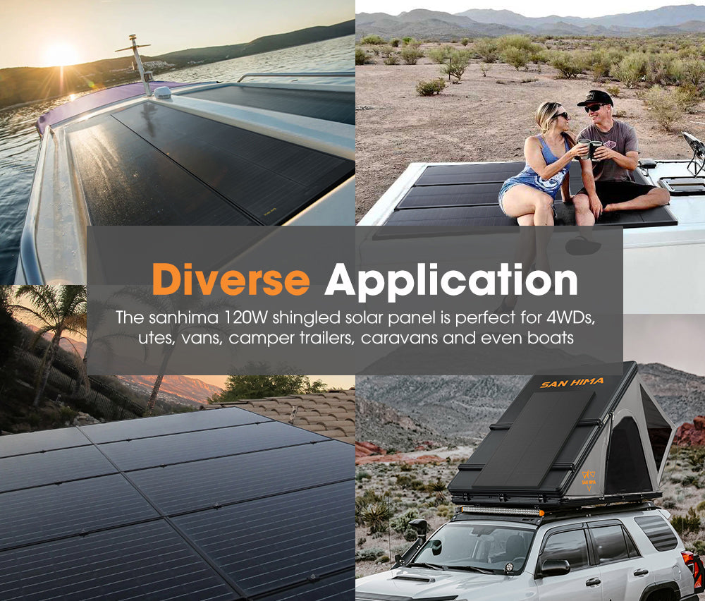 San Hima 120W Solar Panel Kit Mono Shingled Fixed Power Camping Battery Charging - Sunyee