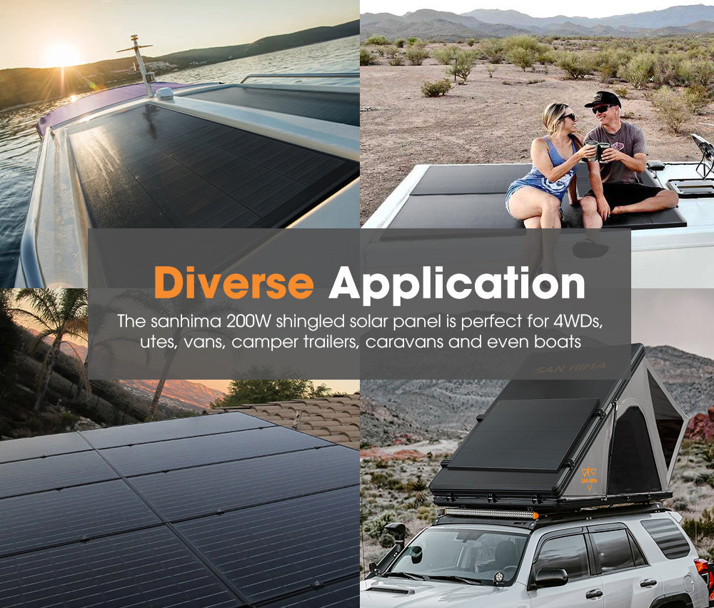 San Hima 200W Solar Panel Kit Mono Shingled Fixed Power Camping Battery Charging - Sunyee