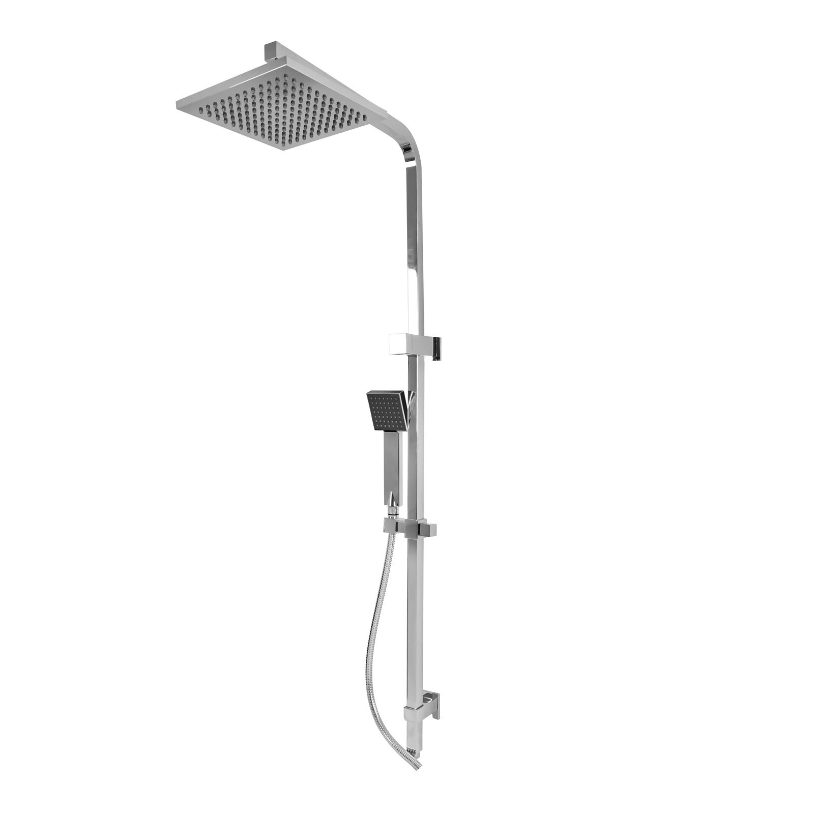 WELS 8" Rain Shower Head Set Handheld Combo Square High Pressure Wall Chrome - Sunyee