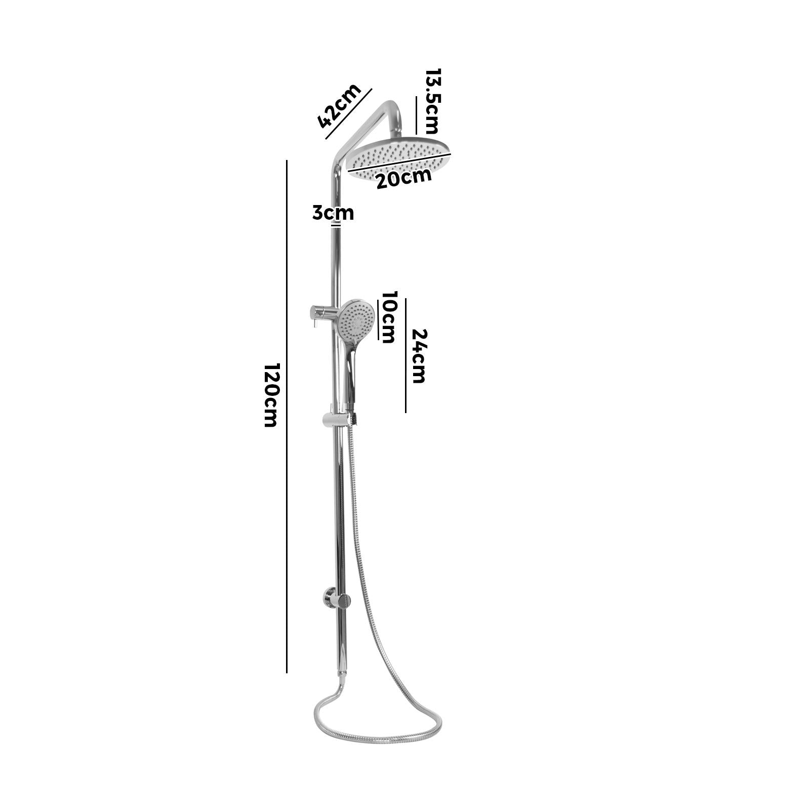 WELS 8" Rain Shower Head Set Handheld Combo Round High Pressure Wall Chrome - Sunyee
