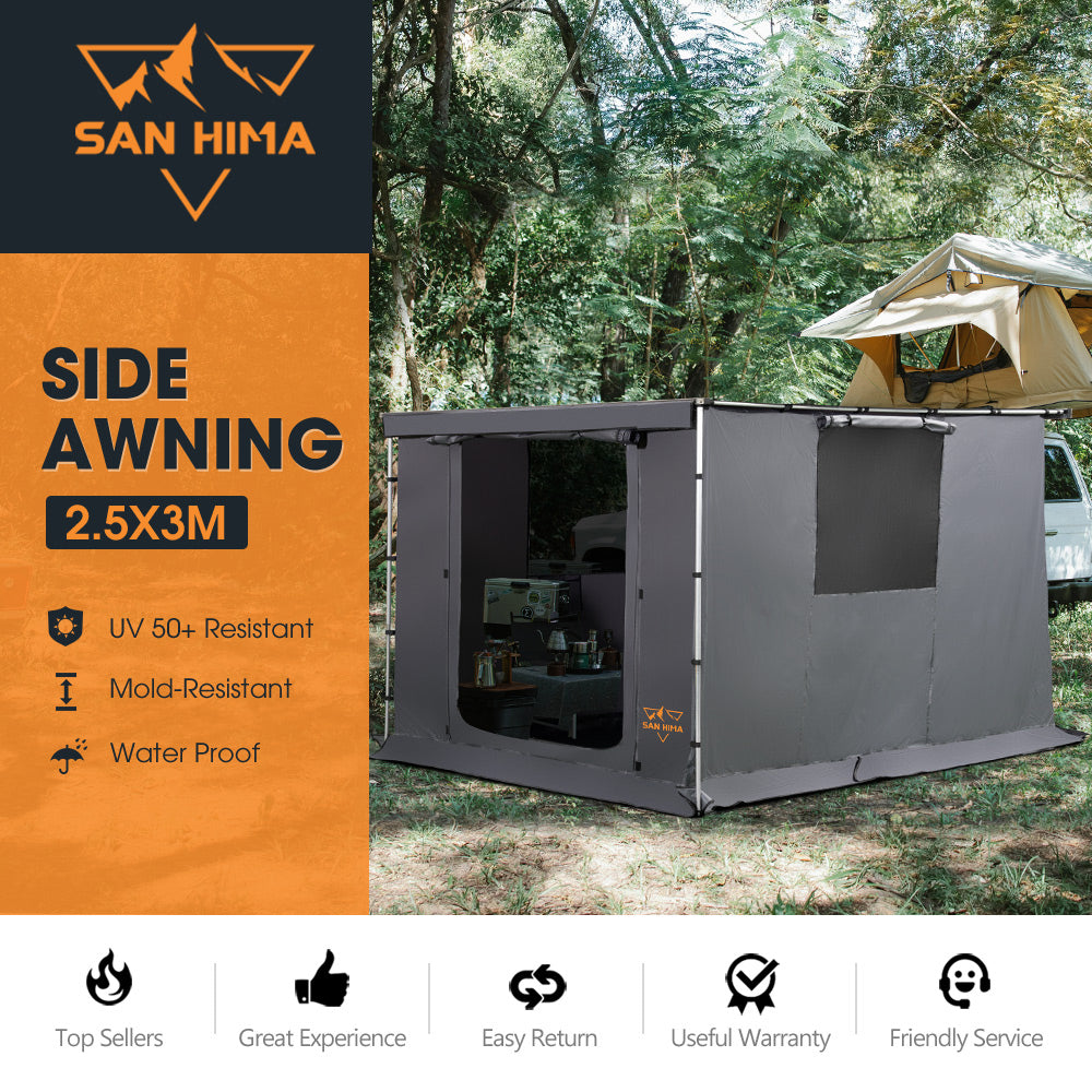 San Hima Car Side Awning 2.5x3m + Awning Tent Portable Waterproof SUV Camping Shade - Sunyee