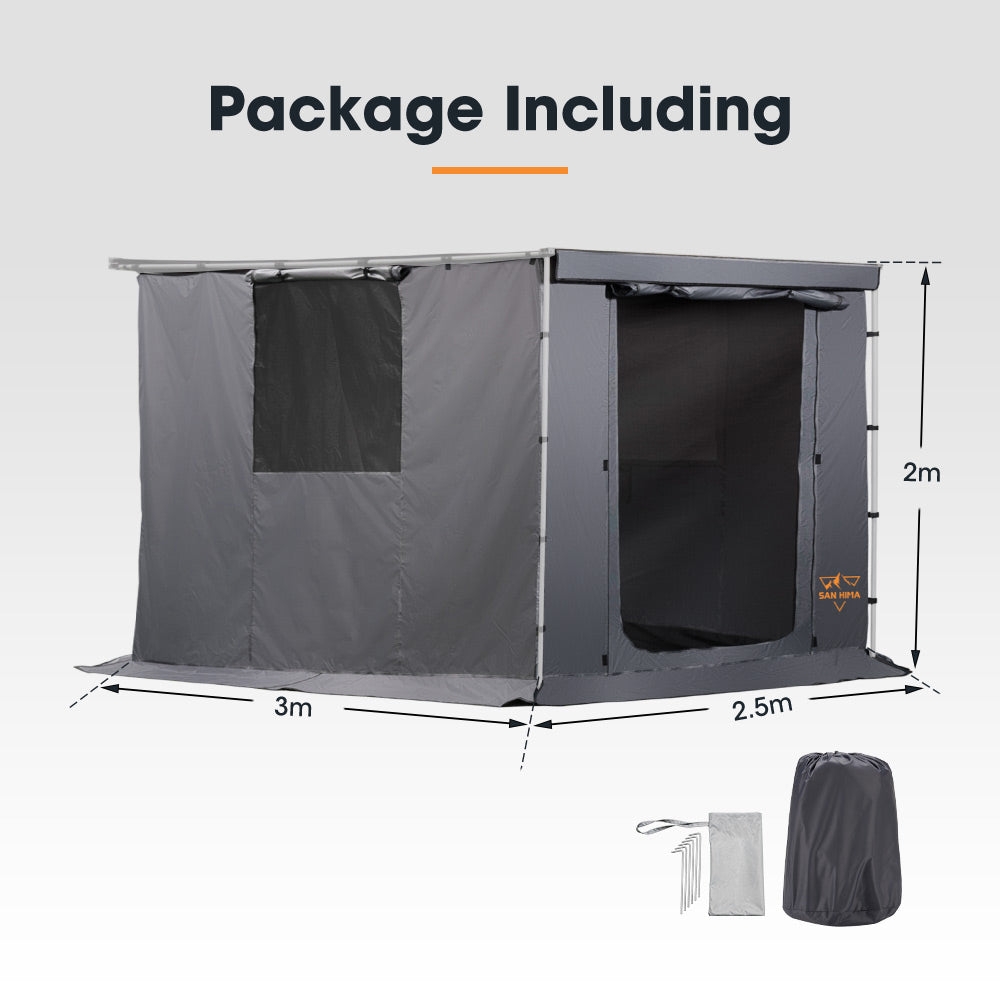 San Hima Car Side Awning 2.5x3m + Awning Tent Portable Waterproof SUV Camping Shade - Sunyee