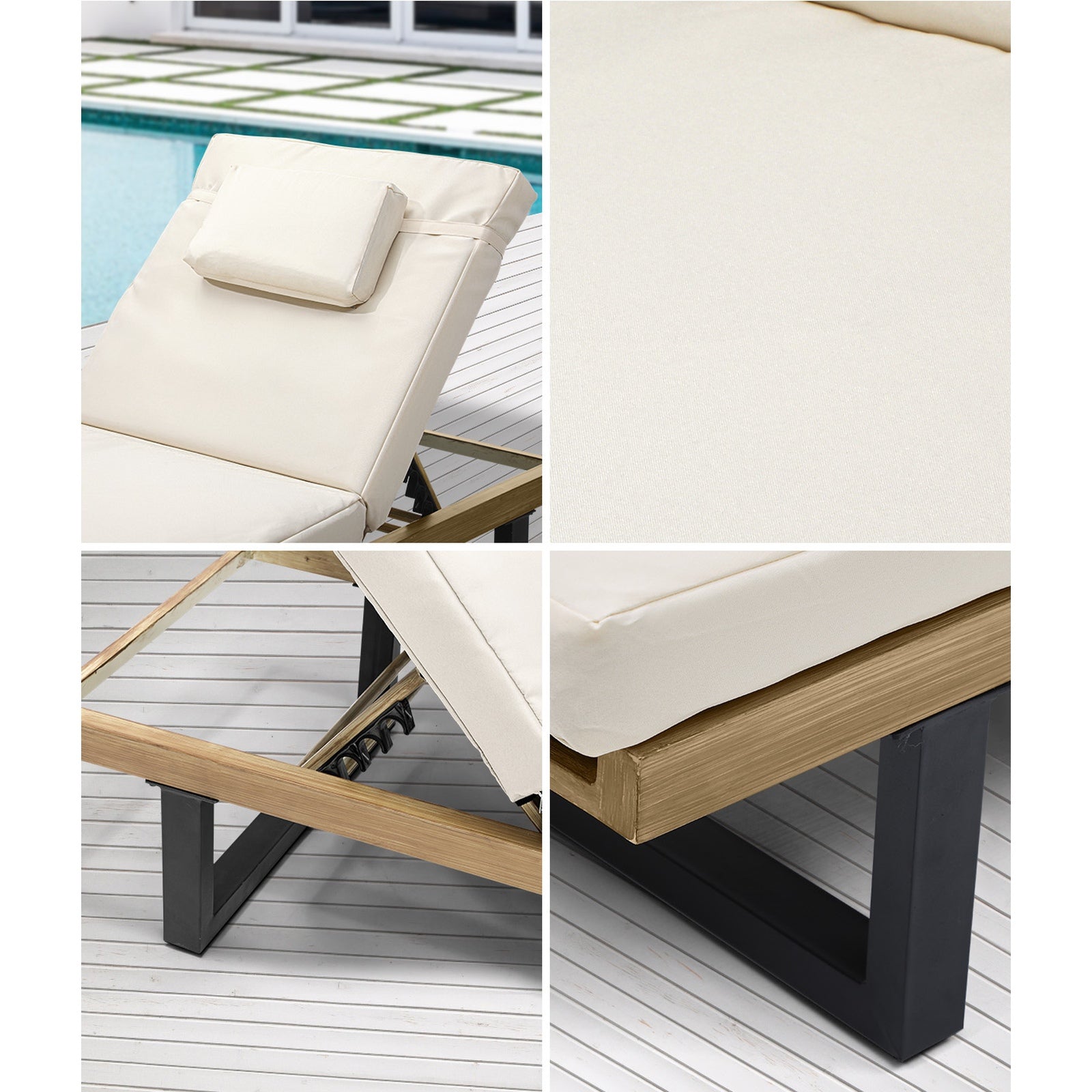 Livsip Sun Lounge Outdoor Lounger Chairs Garden Patio Furniture Day Bed - Sunyee