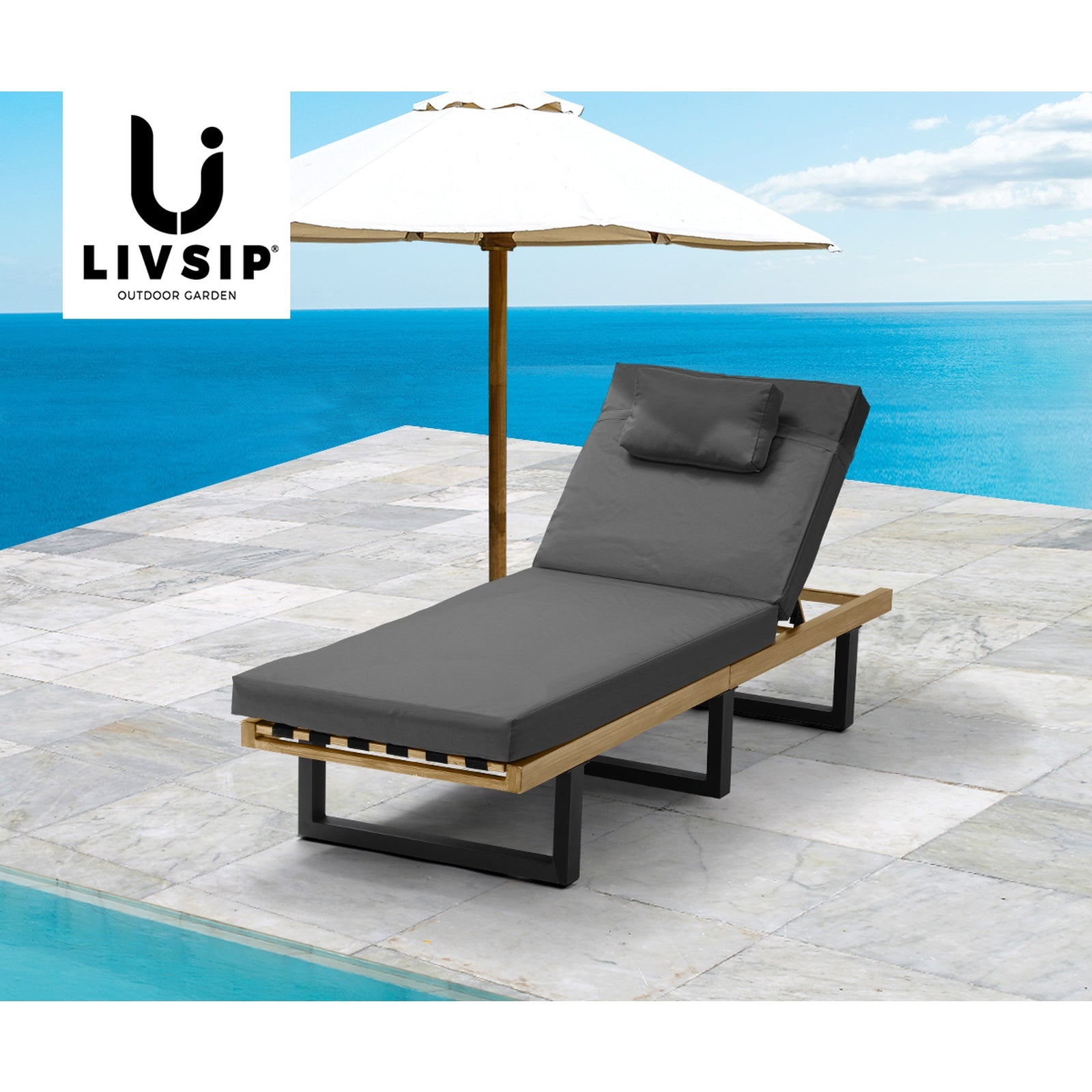 Livsip Sun Lounge Outdoor Lounger Chairs Garden Patio Furniture Day Bed - Sunyee