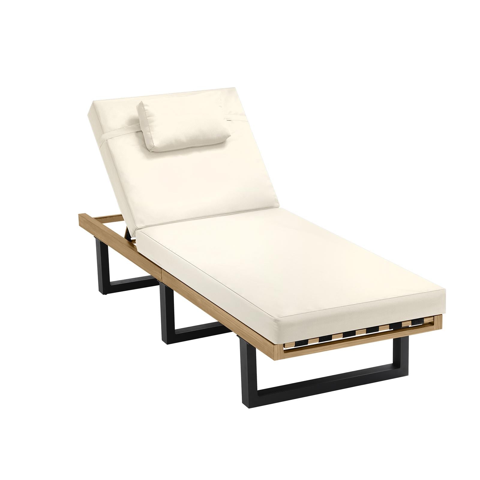 Livsip Sun Lounge Outdoor Lounger Day Bed Garden Patio Furniture Setting Beige - Sunyee