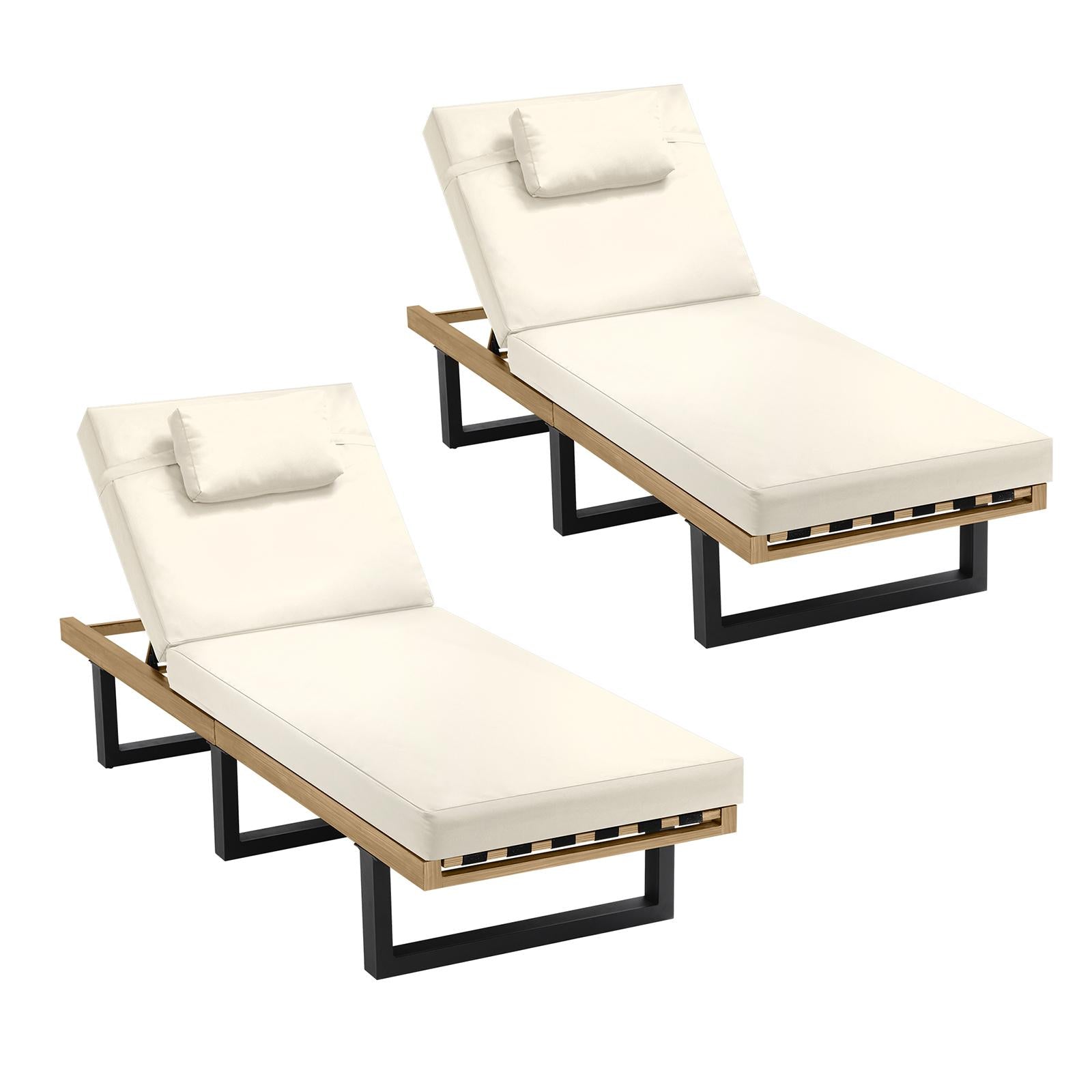 Livsip 2X Sun Lounge Outdoor Lounger Patio Furniture Setting Day Bed Garden - Sunyee