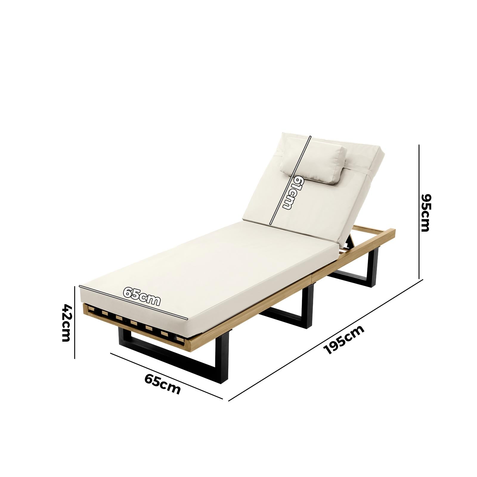 Livsip 2X Sun Lounge Outdoor Lounger Patio Furniture Setting Day Bed Garden - Sunyee