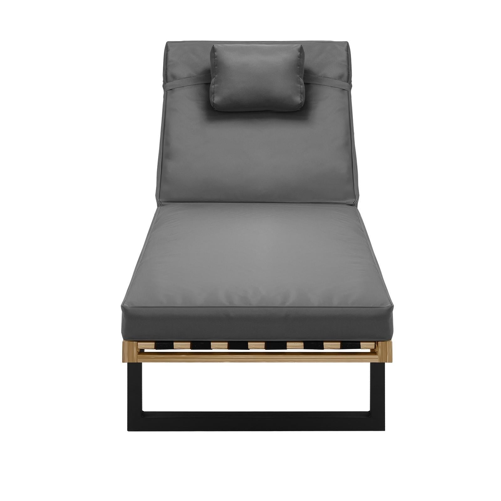 Livsip Sun Lounge Set with Table Outdoor Lounger Chairs Patio Furniture Grey
