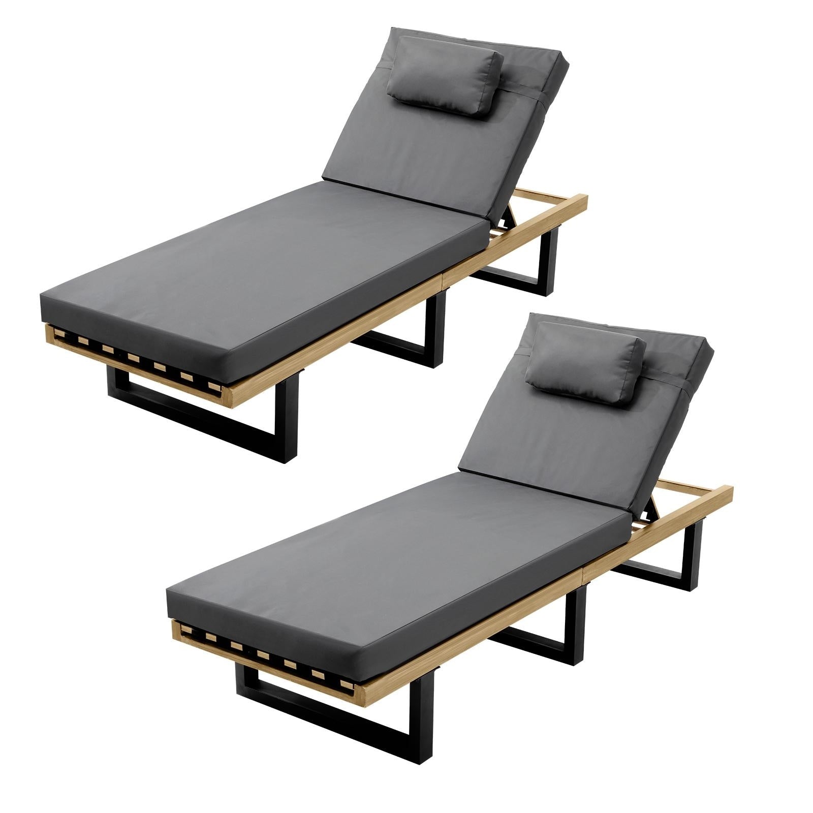 Livsip 2pc Sun Lounge Outdoor Lounger Day Bed Garden Patio Furniture Setting - Sunyee