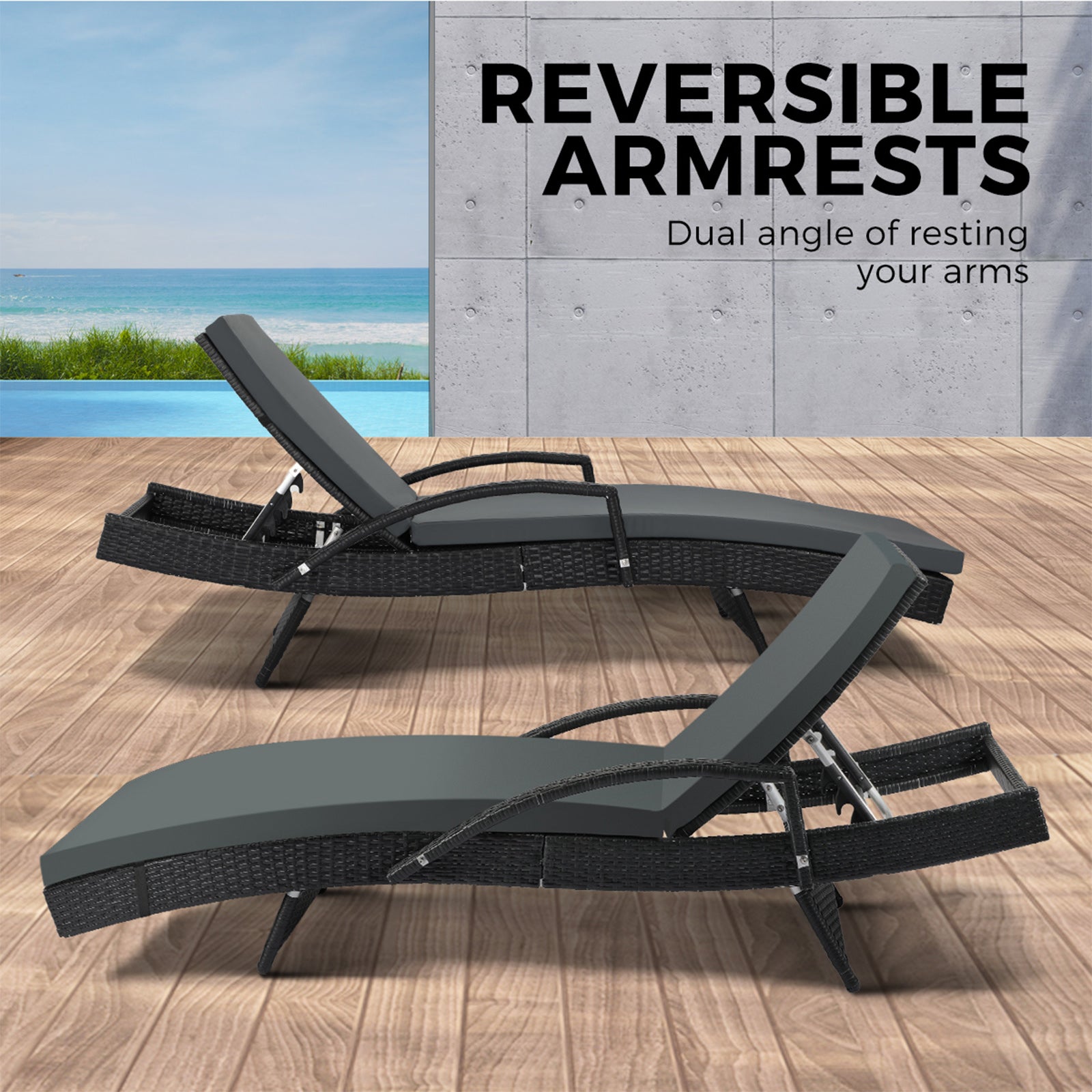 Livsip Sun Lounge Rattan Wicker Lounger Sofa Patio Day Bed Outdoor Furniture - Sunyee